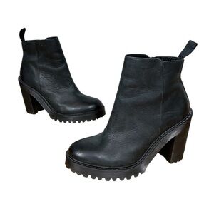 Dr. Martens Magdalena Leather Black Lug Heeled Boots
